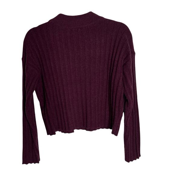 Madewell Women's Rib Mock Neck Turtleneck Wool Sweater Maroon Size XS - Picture 4 of 6